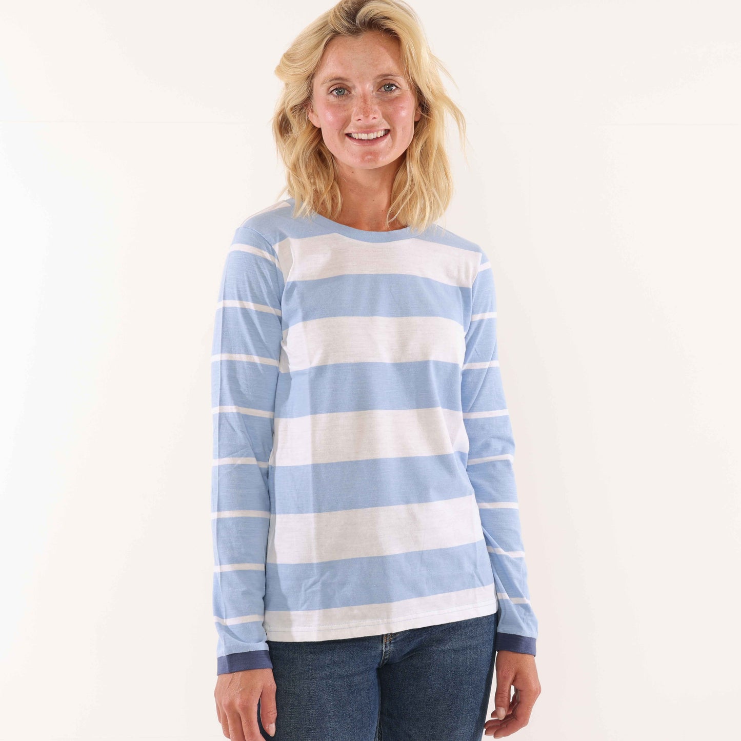LJ161 - Striped Long Sleeve Top - Sky