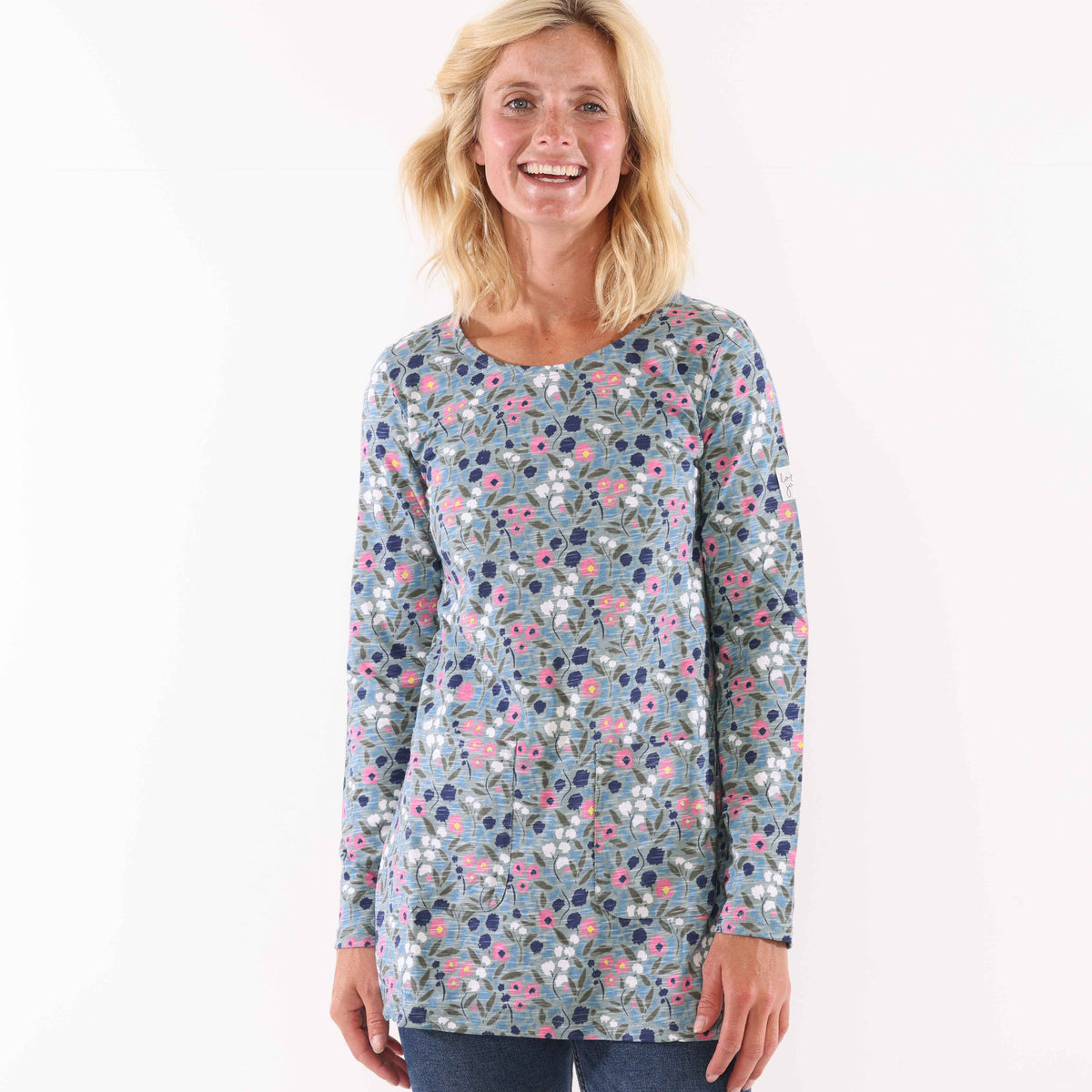 LJ108 - Ladies' Printed Tunic With Pockets - Pansy