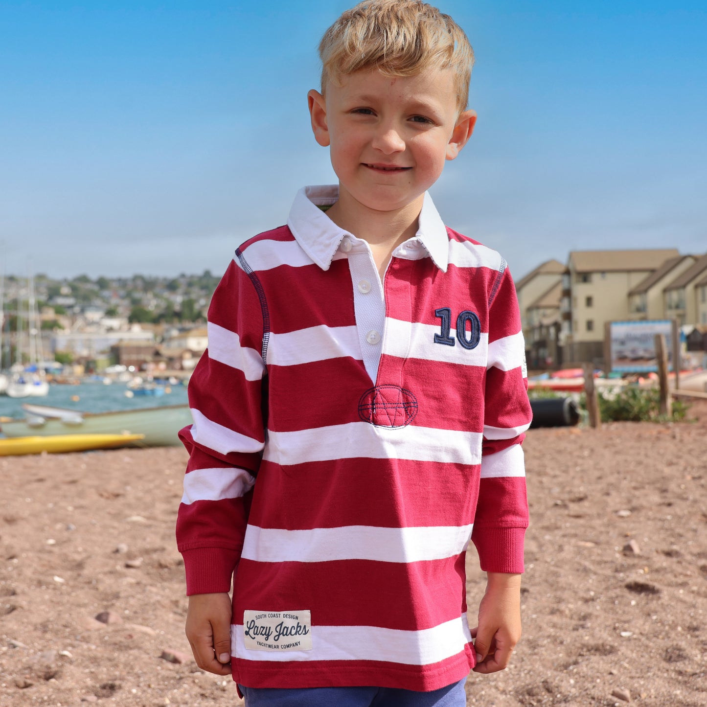 LJ78C - Long Sleeve Rugby Top - Crimson