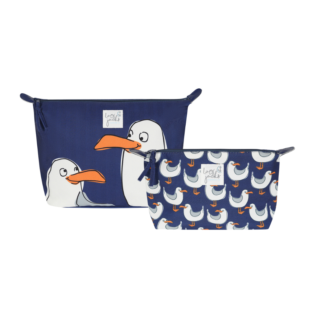 Cosmetic and Wash Bag Pair - Seagull
