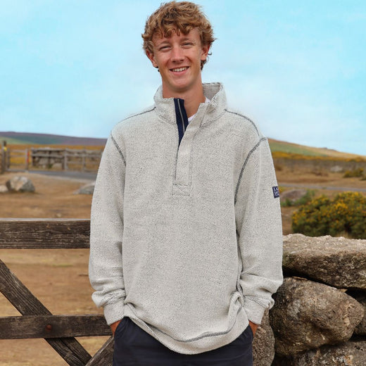 LJ703 - Men's 1/4 Zip Textured Sweatshirt - Grey Marl