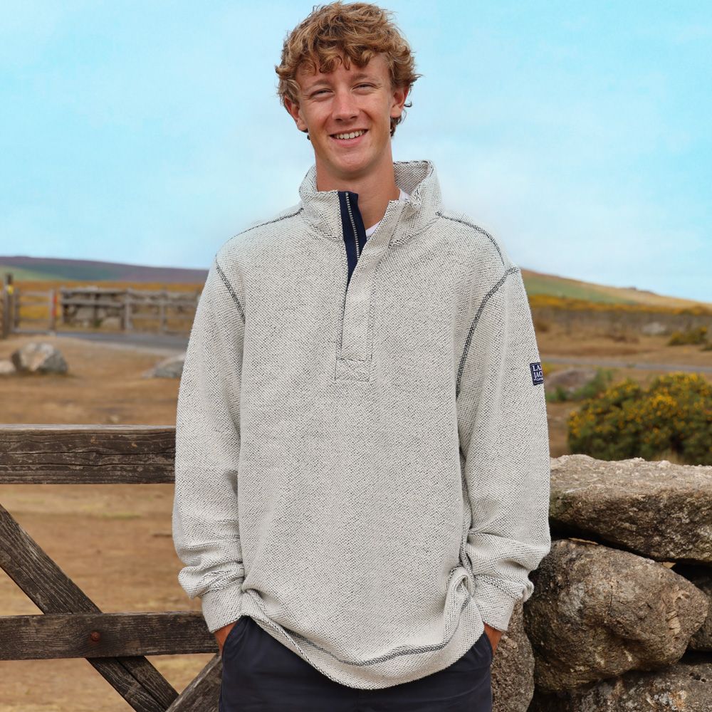 LJ703 - Men's 1/4 Zip Textured Sweatshirt - Grey Marl