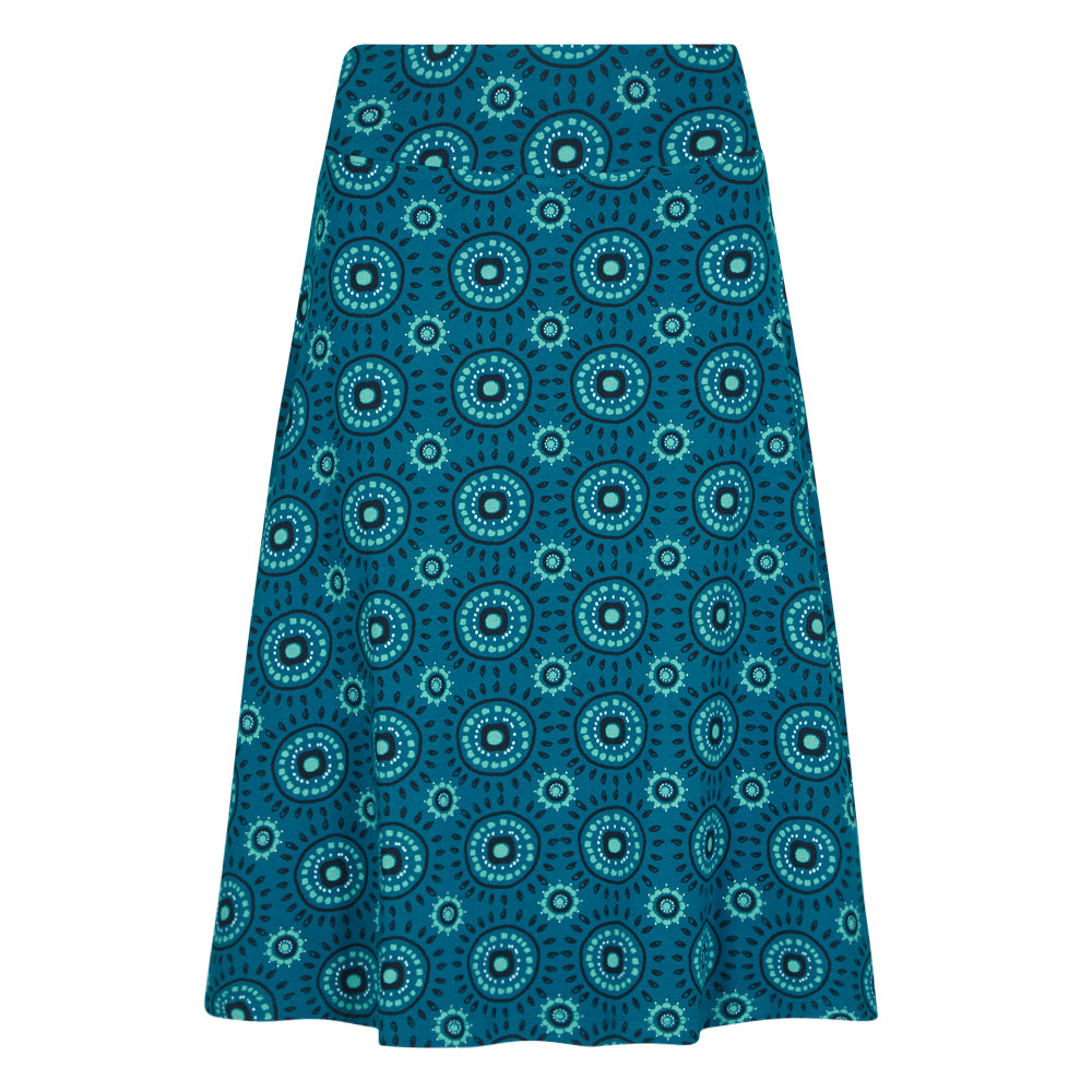 LJ41 - Printed Jersey Skirt - Circle Teal