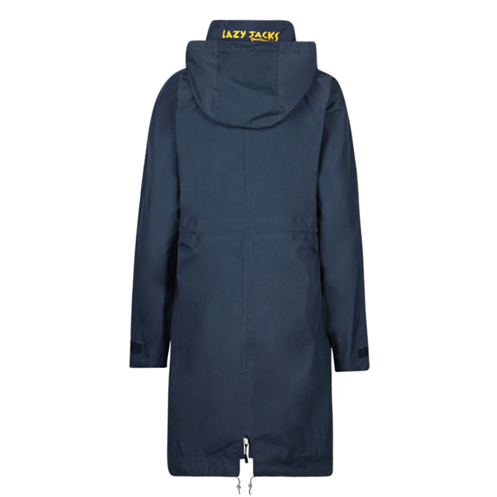 LJ67 - Ladies Longline Waterproof Coat - Marine with Spot