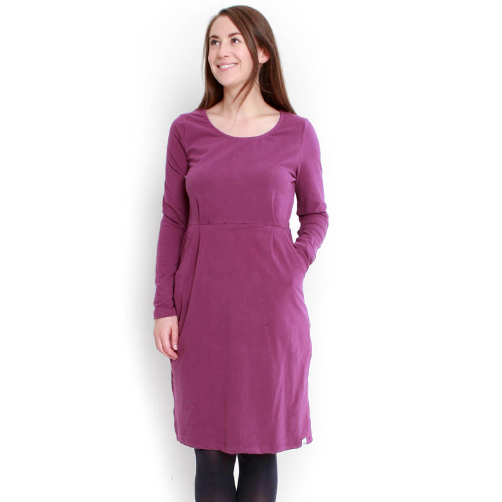 LJ517 - Ladies Dress With Pockets - Berry
