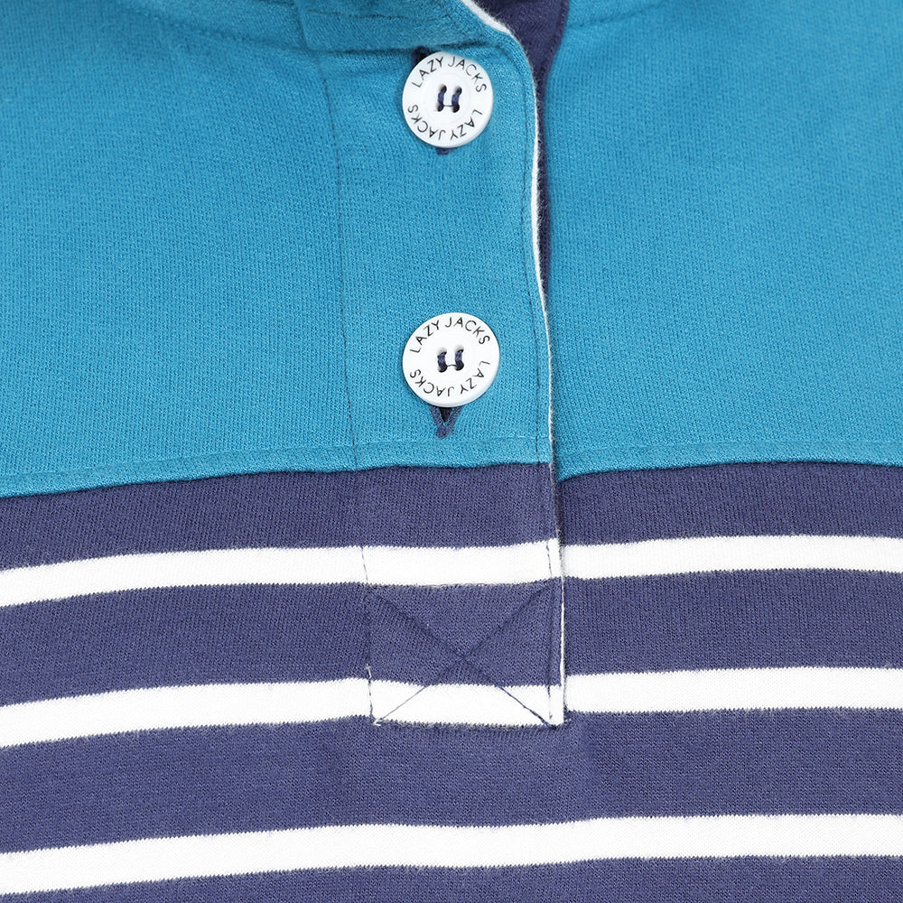 LJ6 - Ladies Button Neck Sweatshirt - Turquoise