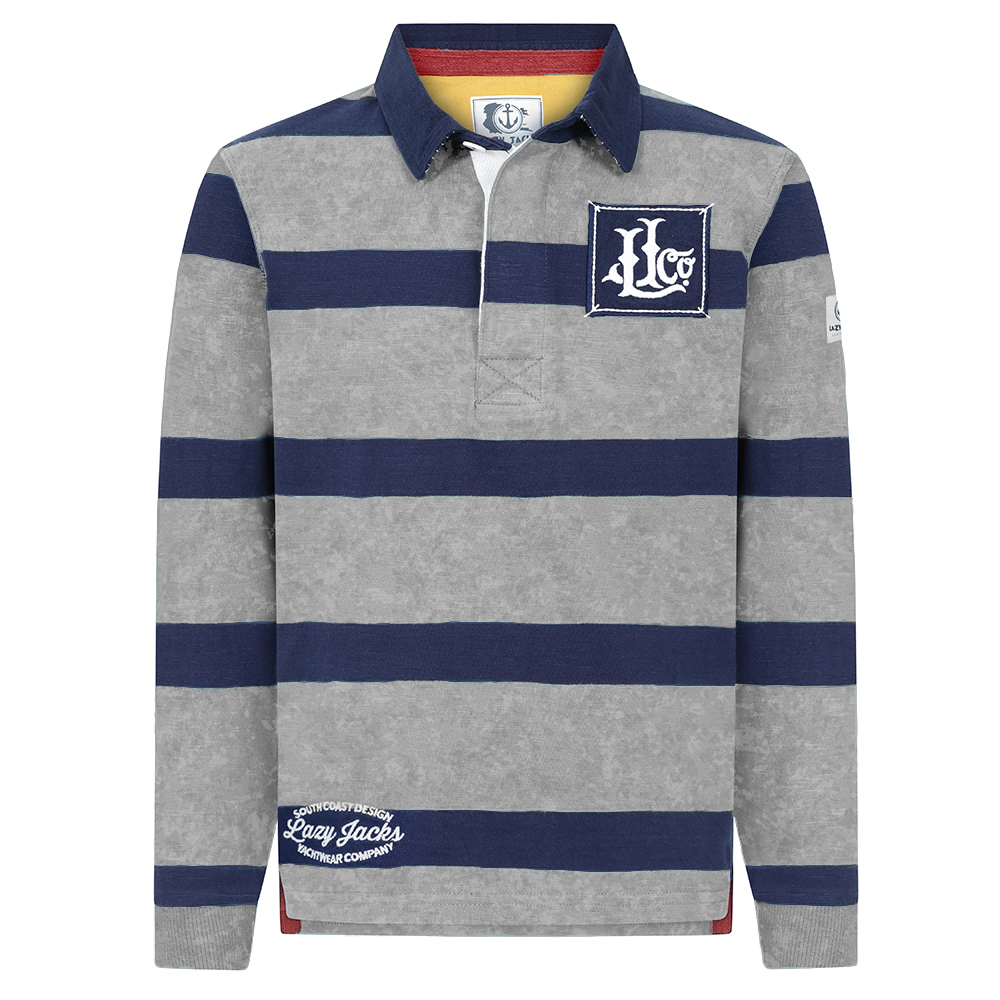 LJ78C - Lightweight Striped Rugby Shirt - Grey Marle