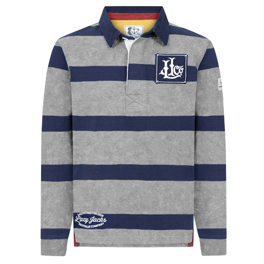 LJ78C - Lightweight Striped Rugby Shirt - Grey Marle