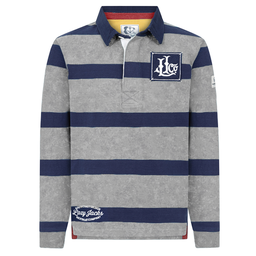 LJ78C - Lightweight Striped Rugby Shirt - Grey Marle