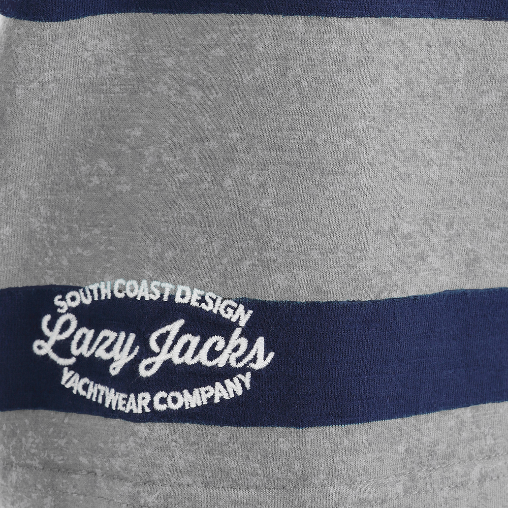 LJ78C - Lightweight Striped Rugby Shirt - Grey Marle