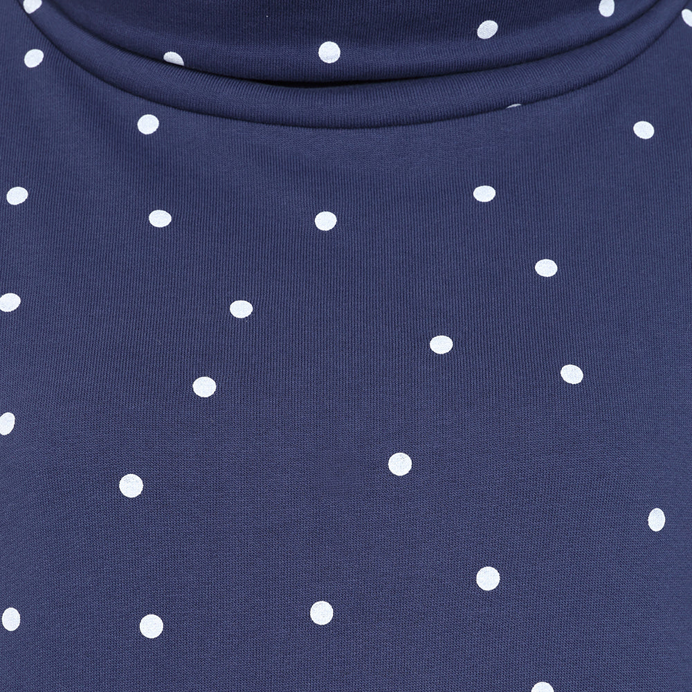 LJ20 - Roll Neck Sweatshirt - Polka Dot Twilight