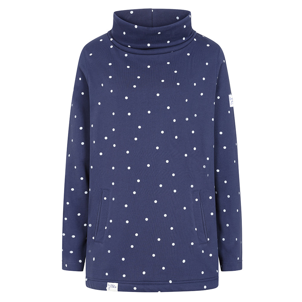 LJ20 - Roll Neck Sweatshirt - Polka Dot Twilight