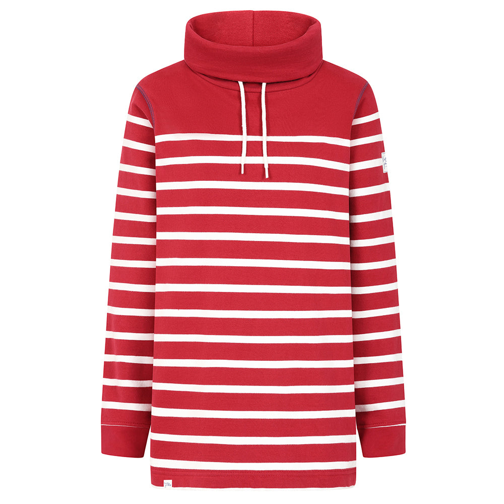 LJ20S - Striped Roll Neck Sweatshirt - Red