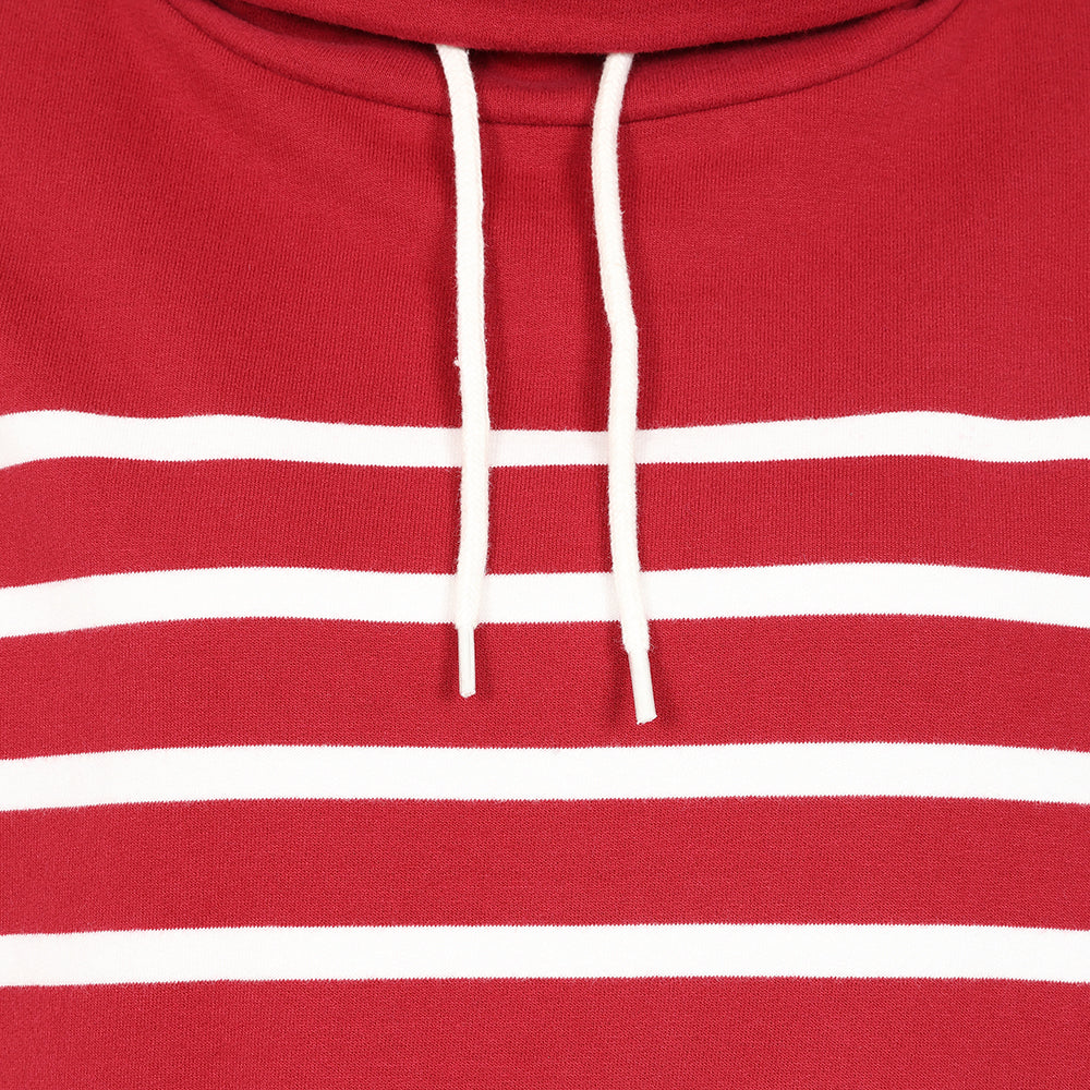LJ20S - Striped Roll Neck Sweatshirt - Red