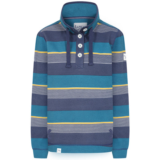 LJ301S - Ladies Striped Pique Sweatshirt - Teal