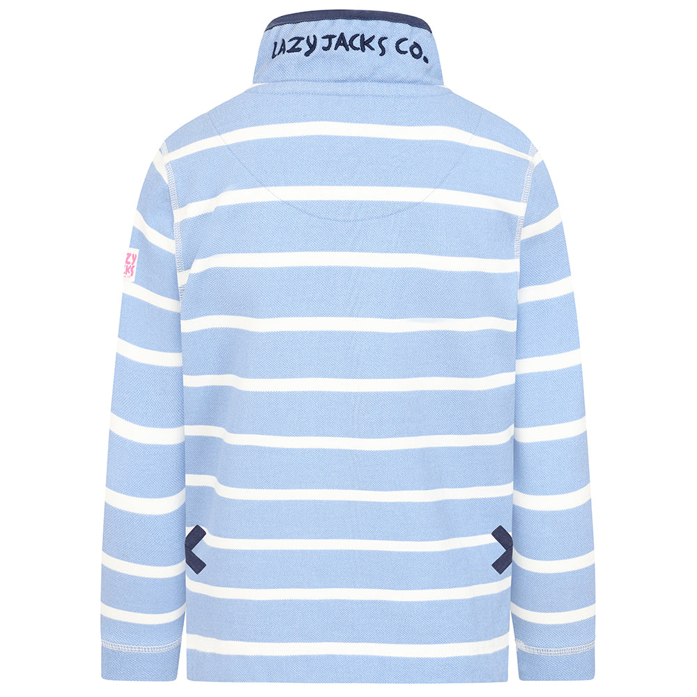 LJ301SC - Girls Pique Striped Sweatshirt - Sky