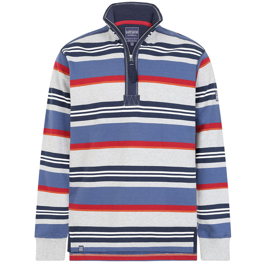 LJ40S - Men's Stripe Quarter Zip Sweatshirt - Grey Marle