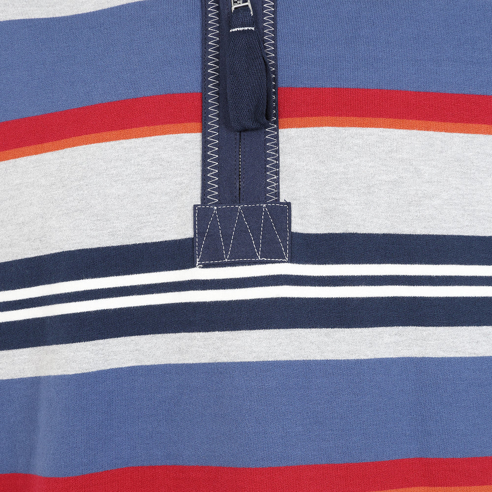 LJ40S - Men's Stripe Quarter Zip Sweatshirt - Grey Marle