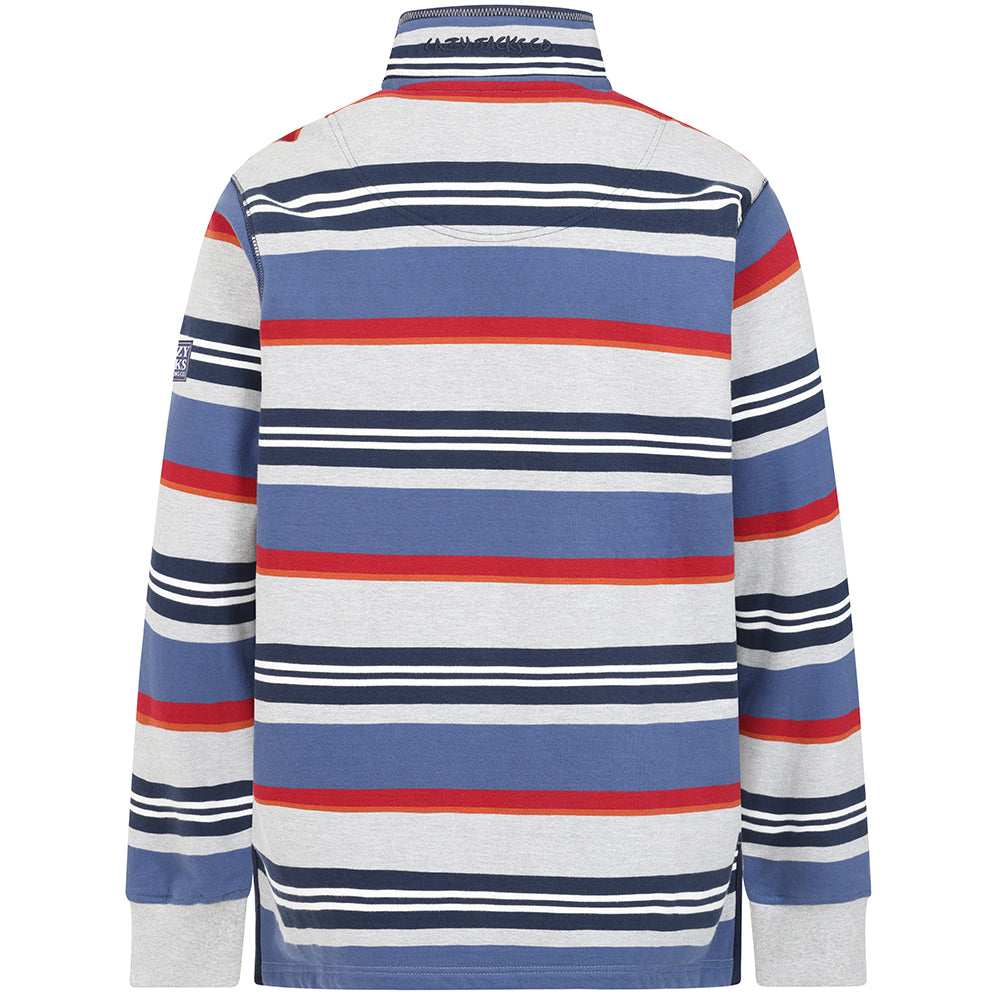 LJ40S - Men's Stripe Quarter Zip Sweatshirt - Grey Marle
