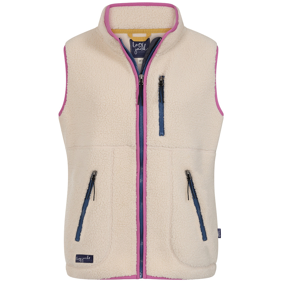 LJ802 - Ladies Sherpa Fleece Gilet - Oatmeal