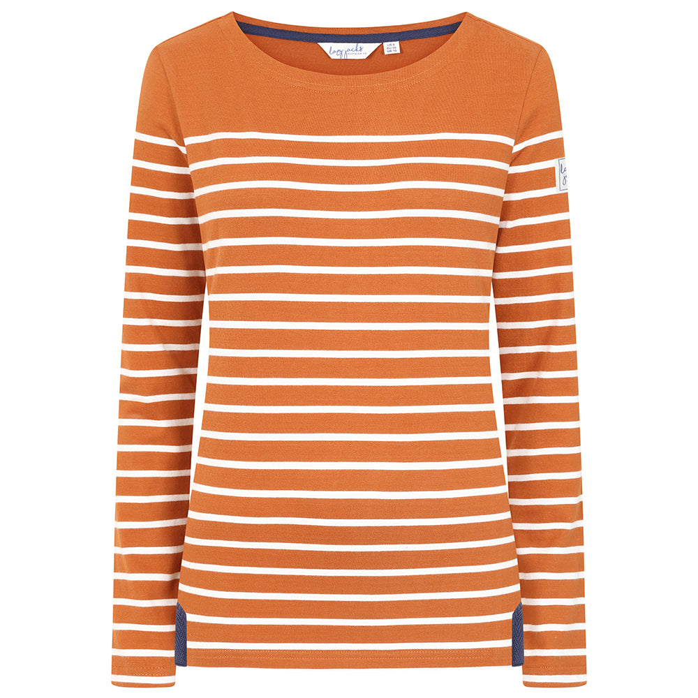 LJ97 - Long sleeve Striped Breton Top - Orange