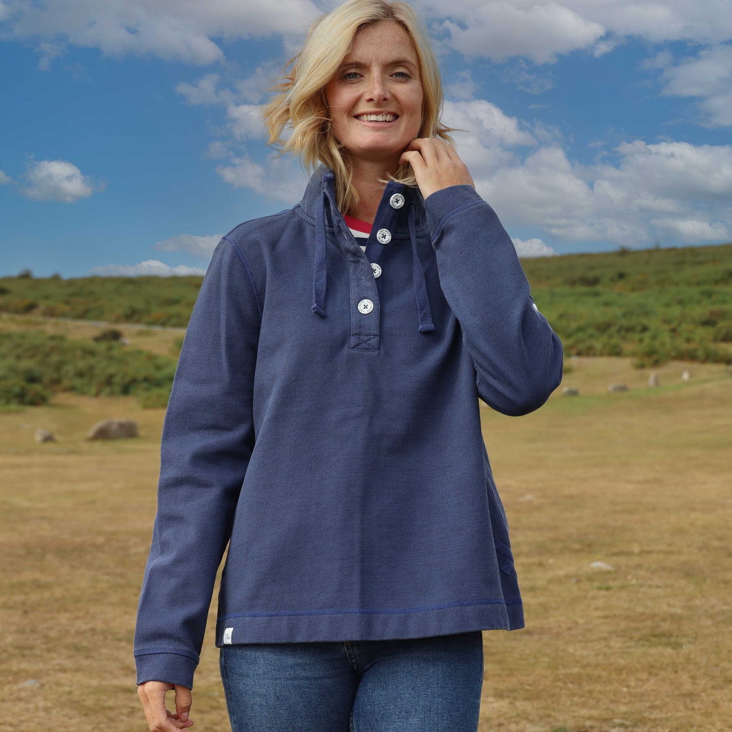 LJ301 - Ladies Pique Sweatshirt - Twilight - Navy Drawstrings