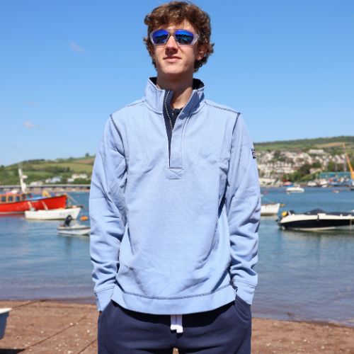 LJ700 - Mens Pique 1/4 Zip Sweatshirt - Sky