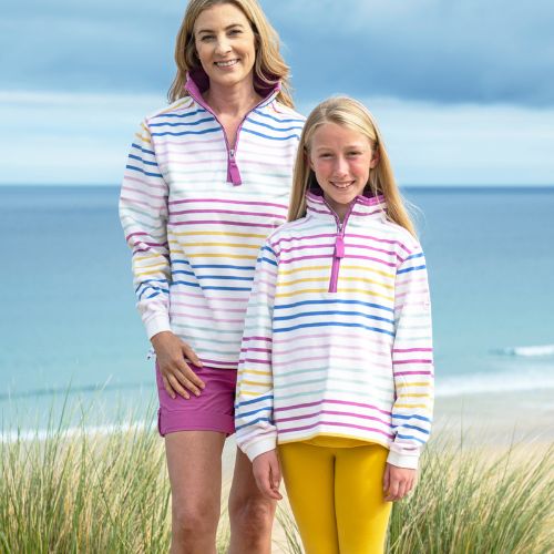 LJ35 - Ladies' Striped 1/4 Zip Sweatshirt - Rainbow