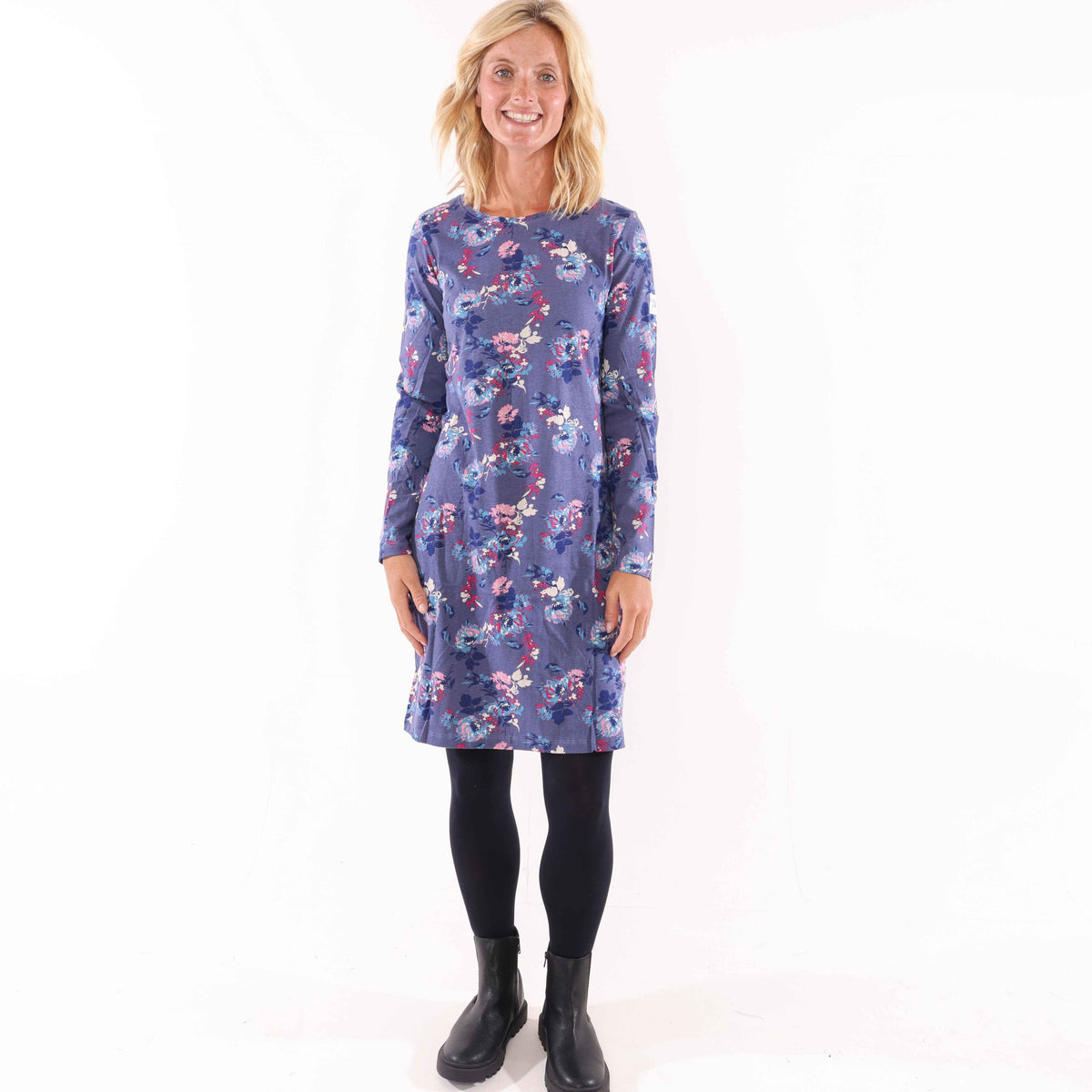 LJ239P - Long Sleeve Printed Dress - Fleur