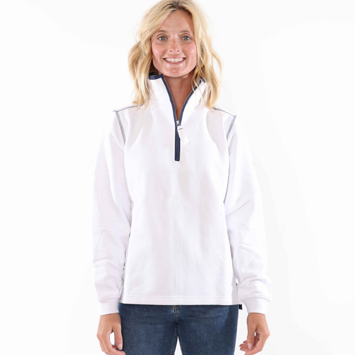 LJ3 - Ladies 1/4 Zip Sweatshirt - White