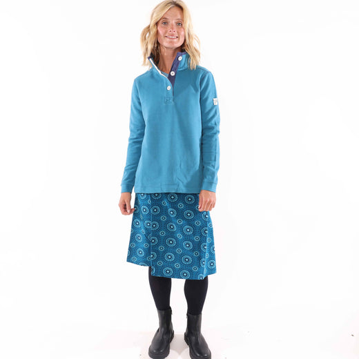 LJ41 - Printed Jersey Skirt - Circle Teal