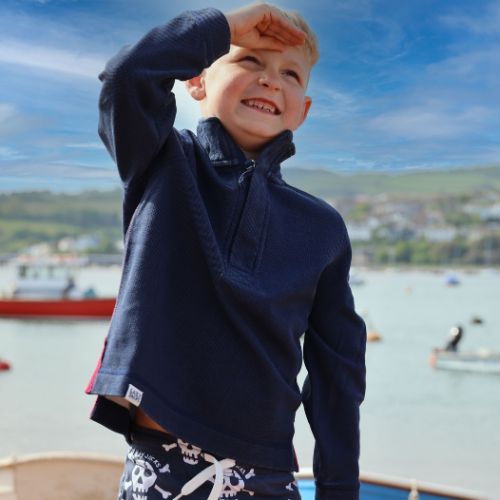 LJ700C - Boys 1/4 Zip Pique Sweatshirt - Marine