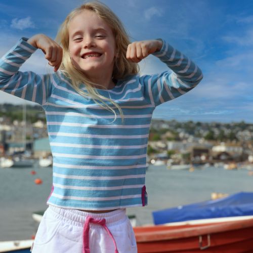 LJ97C - Girls Long Sleeve Breton Top - Reef