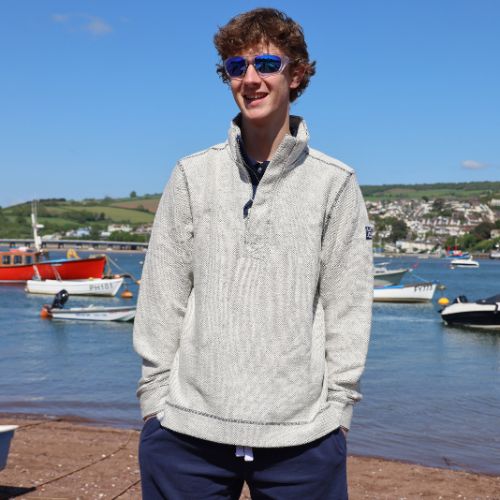 LJ703 - Men's 1/4 Zip Textured Sweatshirt - Grey Marl