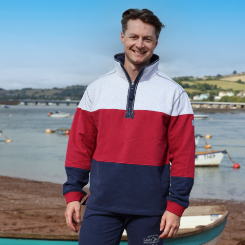 LJ19 - Men's Colour Block Sweatshirt - Rouge