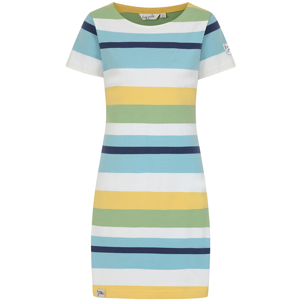 LJ115 - Striped T-Shirt Dress - Greens