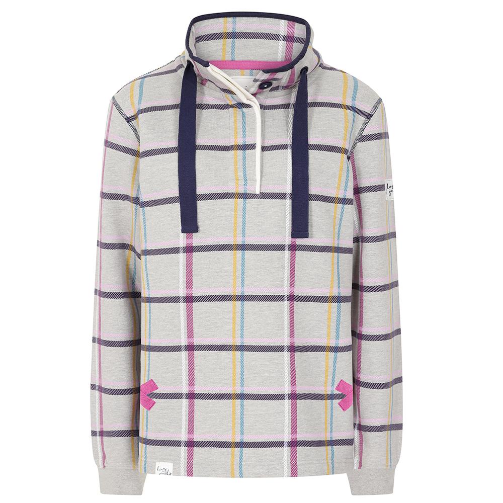 LJ14 Plaid - Button Neck Sweatshirt - Grey Marl
