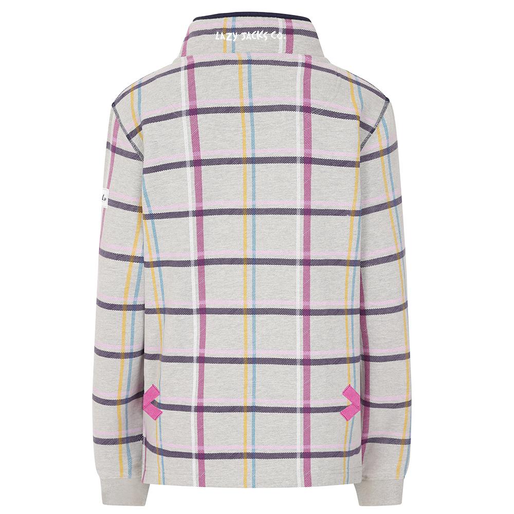 LJ14 Plaid - Button Neck Sweatshirt - Grey Marl
