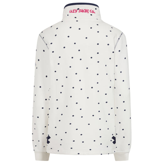 LJ14 - Ladies Polka Dot Button Neck Sweatshirt - Chalk