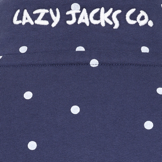 LJ14 - Ladies Polka Dot Button Neck Sweatshirt - Twilight