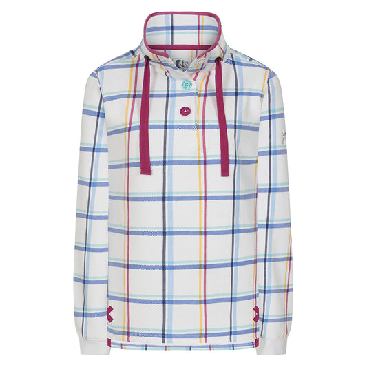 LJ14 - Ladies Plaid Button Neck Sweatshirt - Watercolours