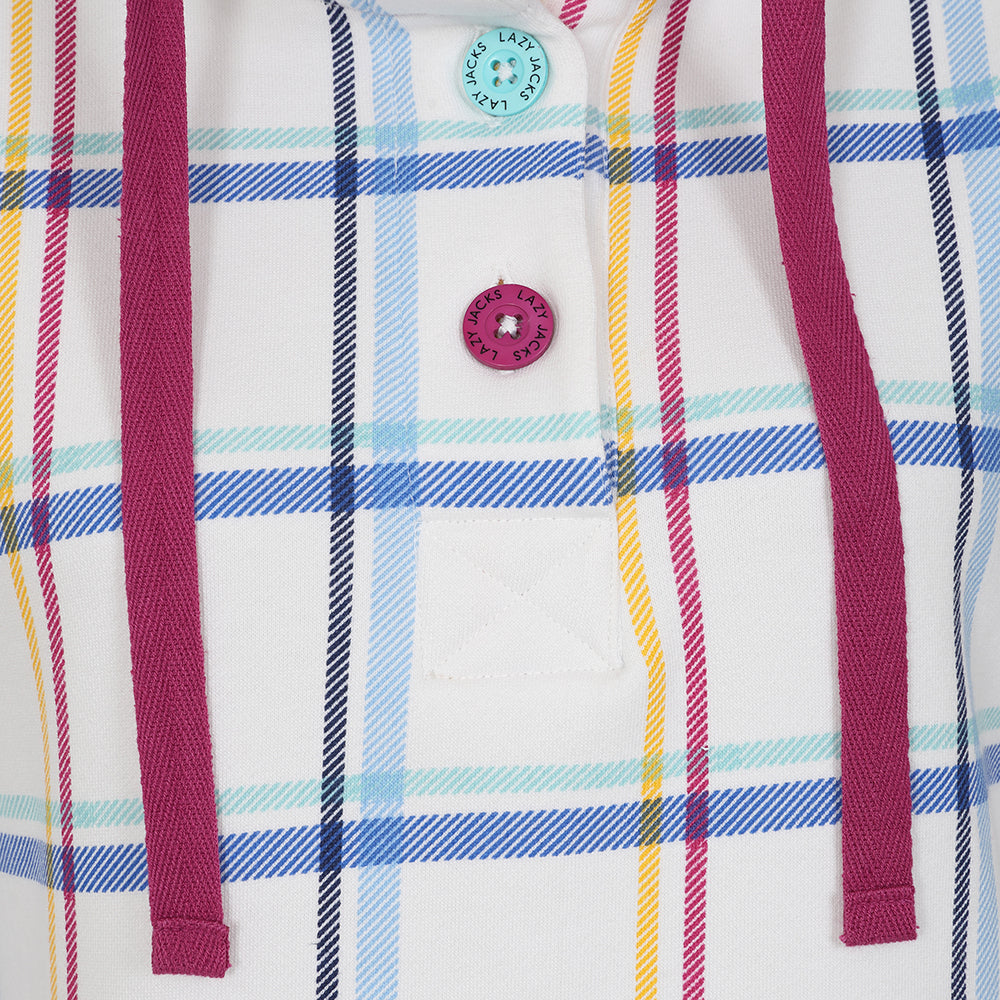 LJ14 - Ladies Plaid Button Neck Sweatshirt - Watercolours