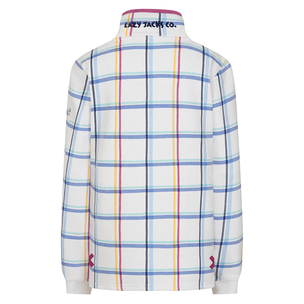 LJ14 - Ladies Plaid Button Neck Sweatshirt - Watercolours