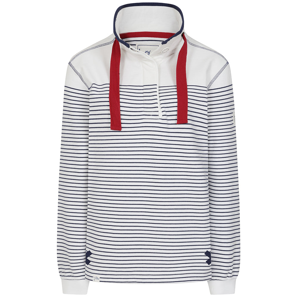 LJ14 - Ladies Button Neck Sweatshirt - White
