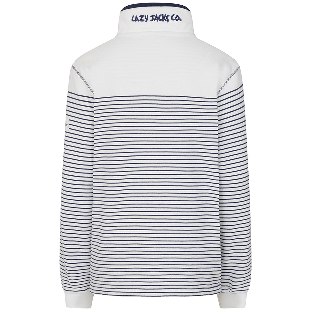 LJ14 - Ladies Button Neck Sweatshirt - White