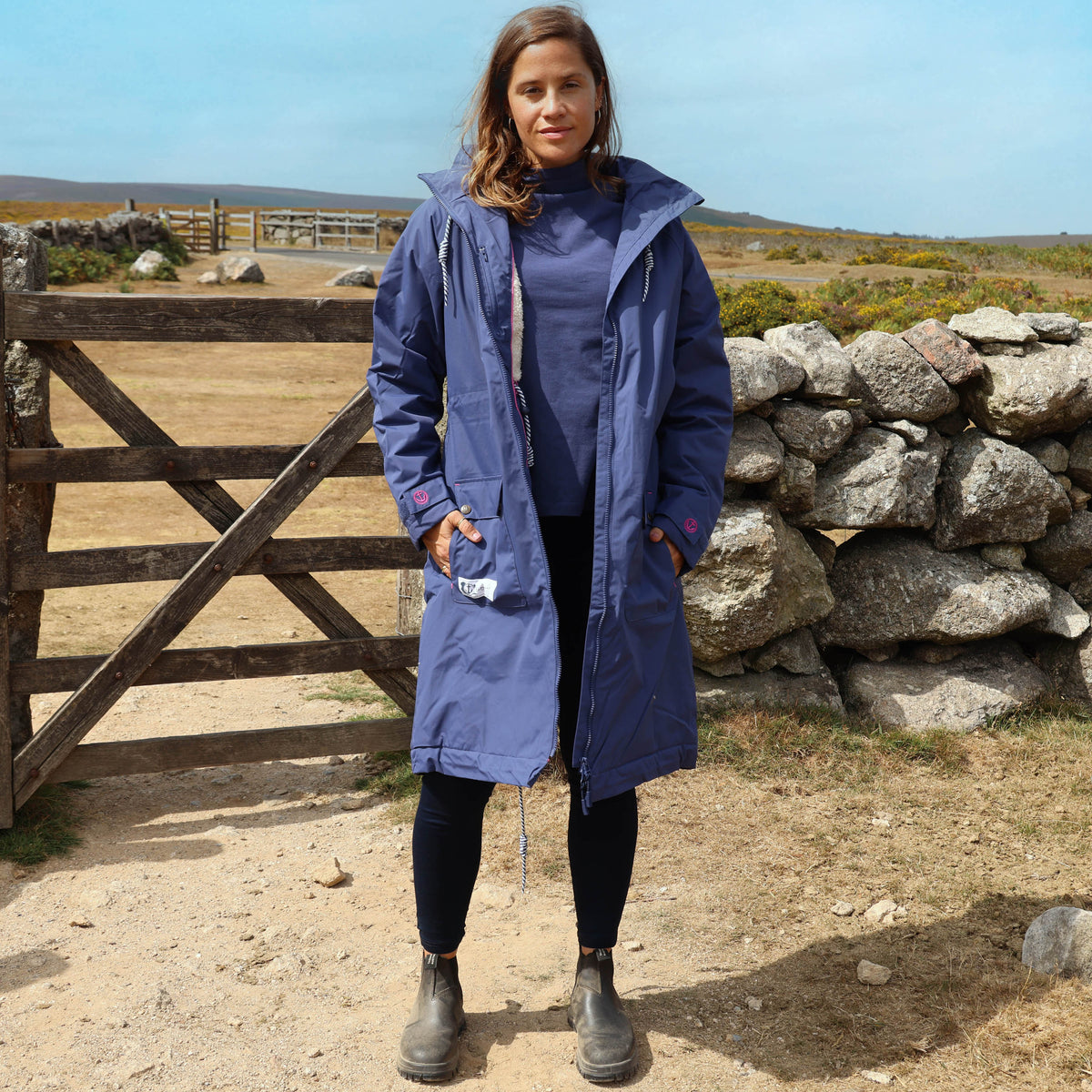 LJ159 - Ladies Long Snug Lined Coat - Twilight