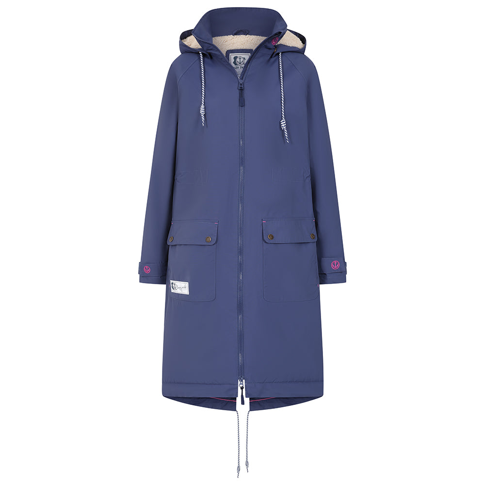 LJ159 - Ladies Long Snug Lined Coat - Twilight