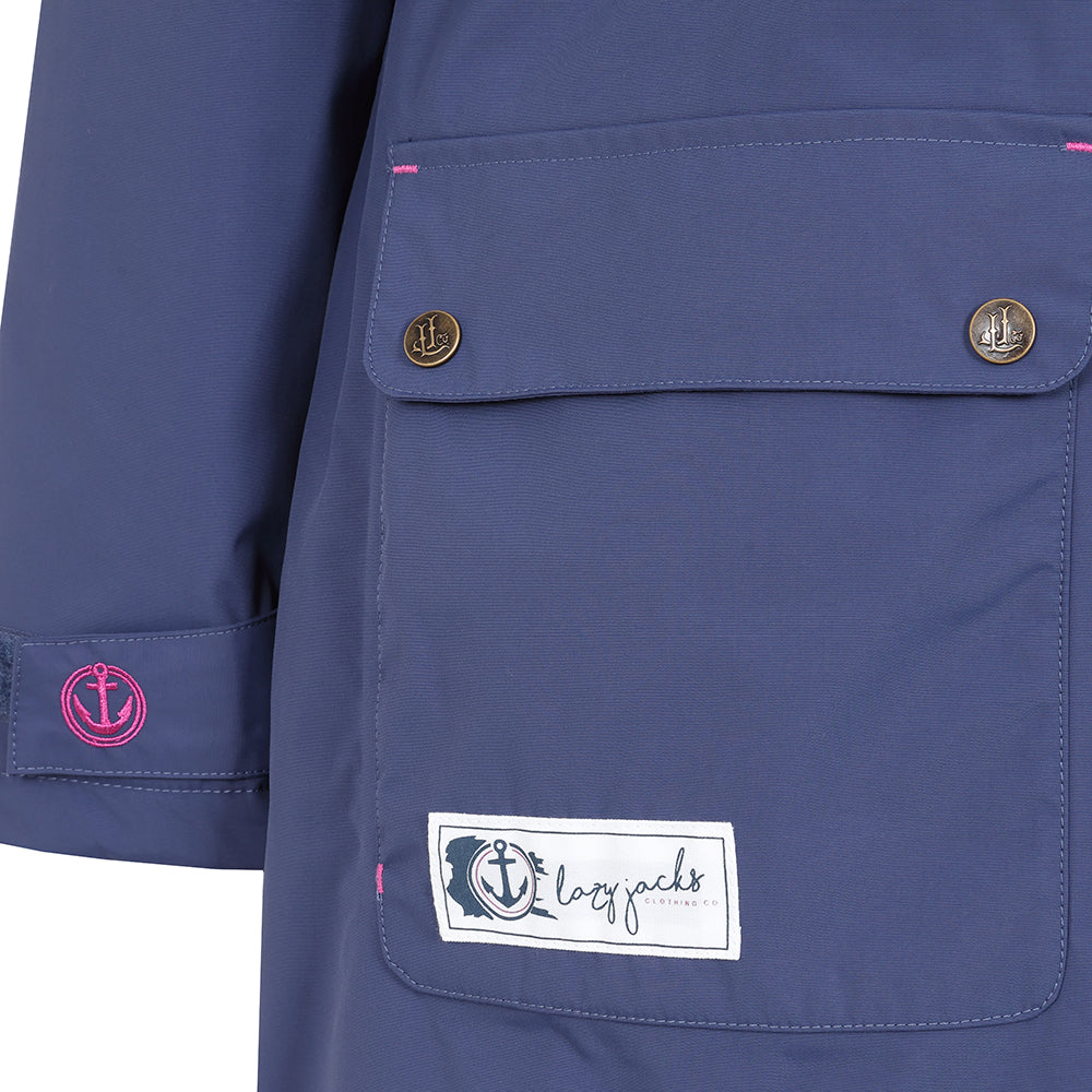 LJ159 - Ladies Long Snug Lined Coat - Twilight