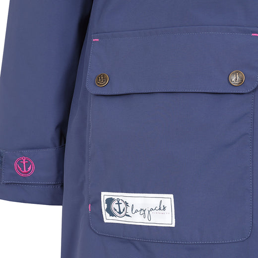 LJ159 - Ladies Long Snug Lined Coat - Twilight