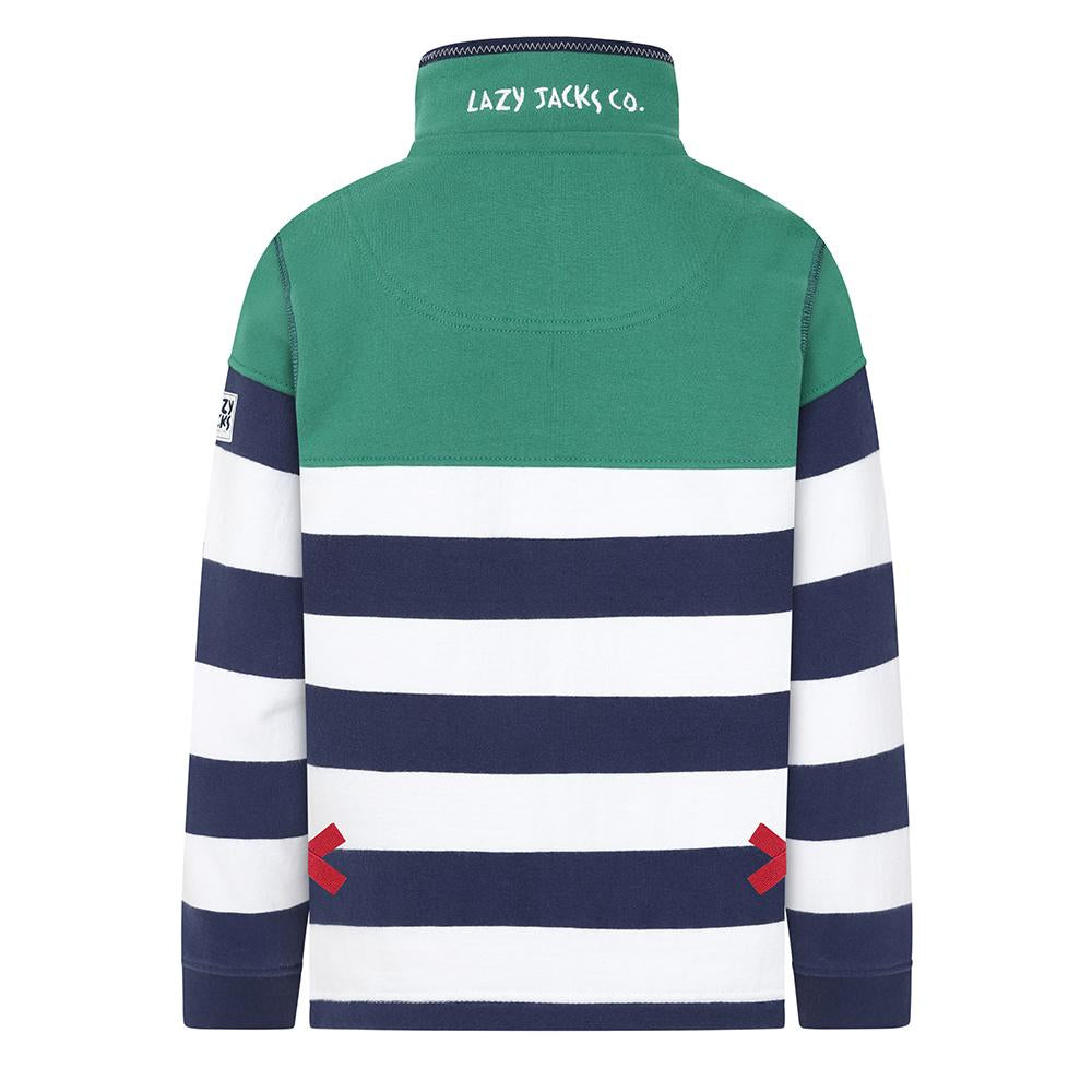 LJ18C - Boys Striped 1/4 Zip Sweatshirt - Fern